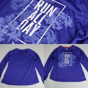 RUN ALL DAY purple FLORAL DRI-FIT RUNNING Company long sleeve TOP SHIRT LARGE